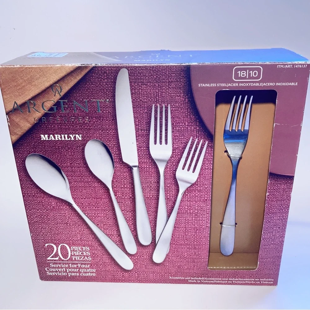 ARGENT Marilyn 20-Piece Stainless Steel Flatware Set in Silver